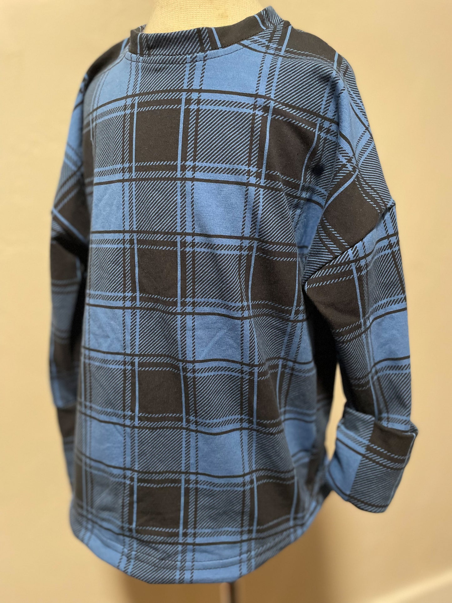 Organic Blue Plaid Dolman Tee