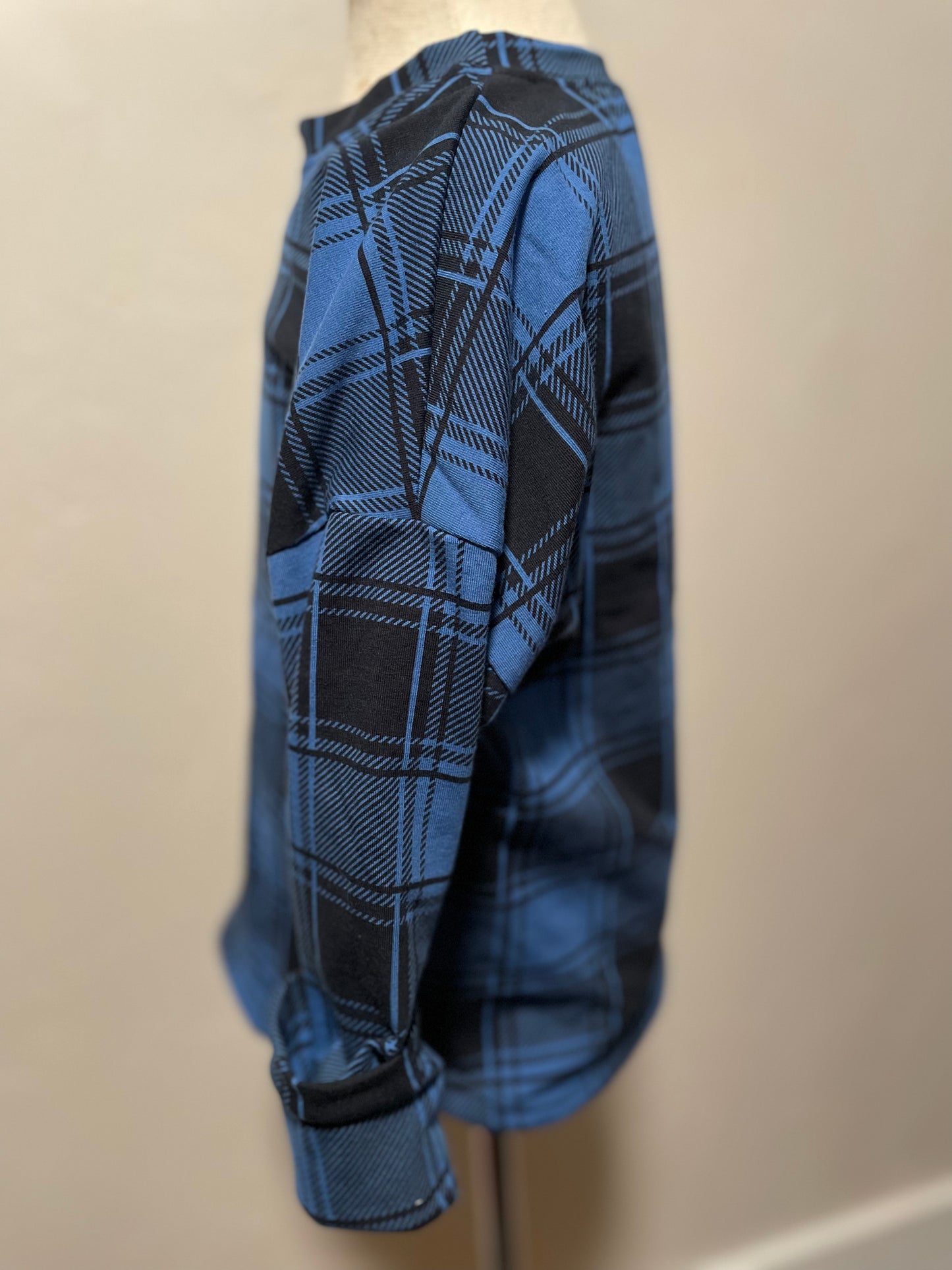 Organic Blue Plaid Dolman Tee