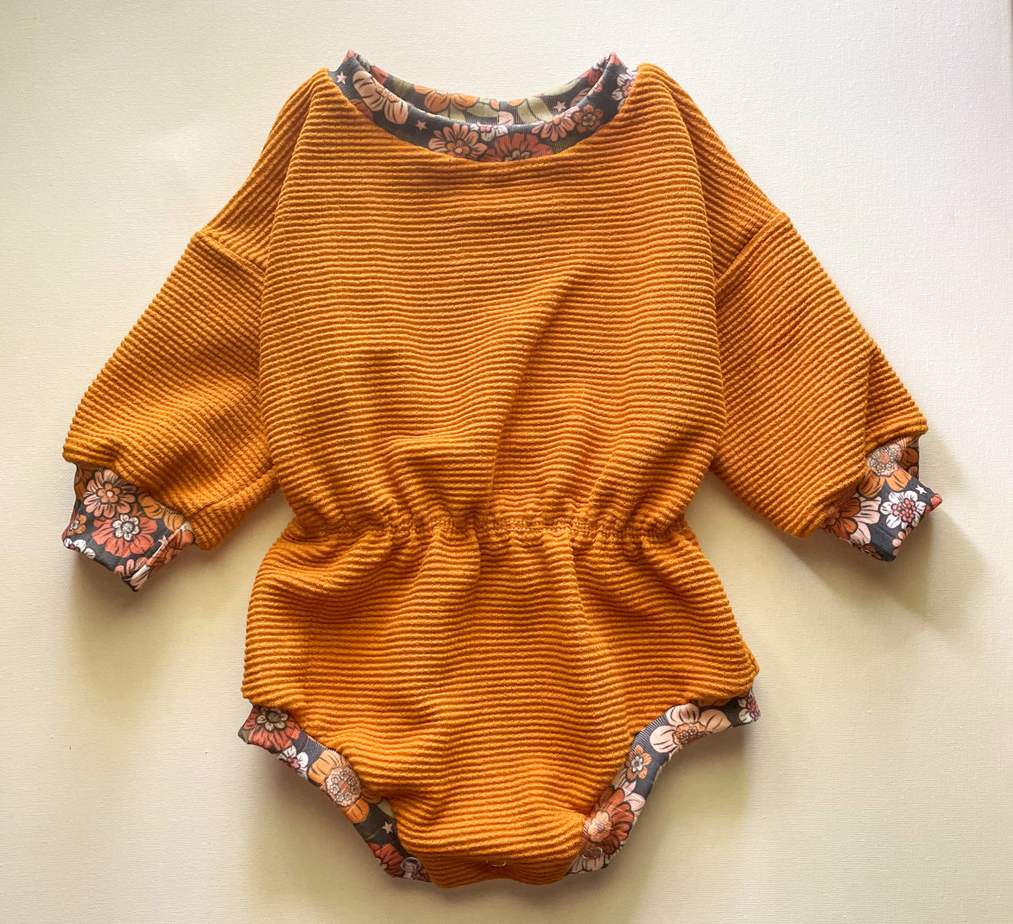 3-6m Pumpkin Spice Sweater Romper with Cinched Waist